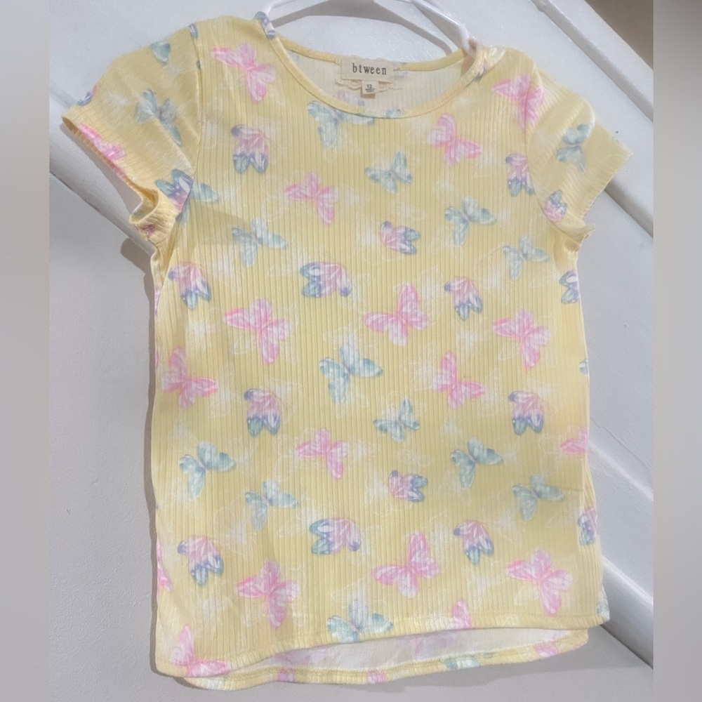 Divided Kids Yellow Butterfly Print T-Shirt